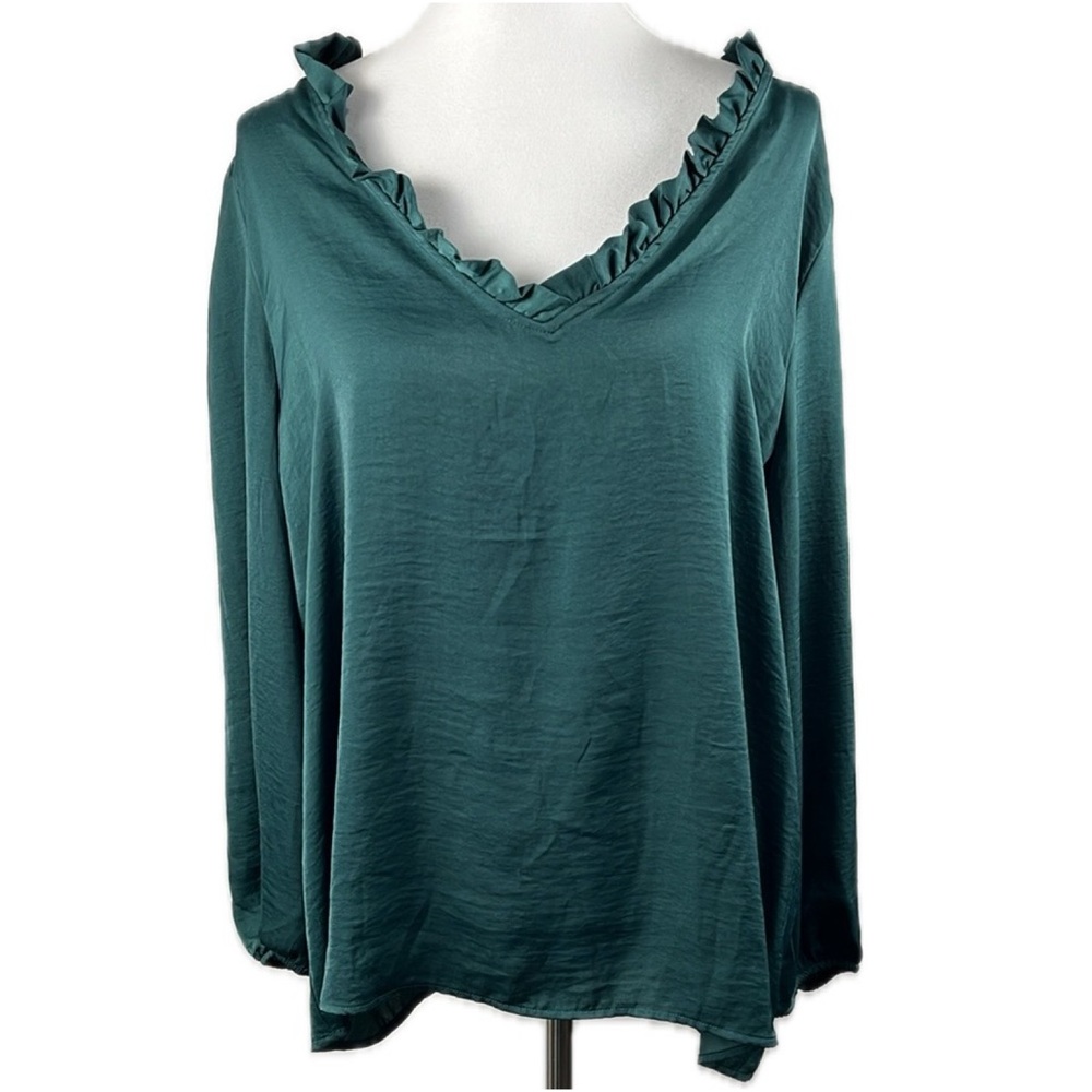 Old Navy Green Silky Peasant Top Size XL Flaws NWT Botany Boho Renaissance